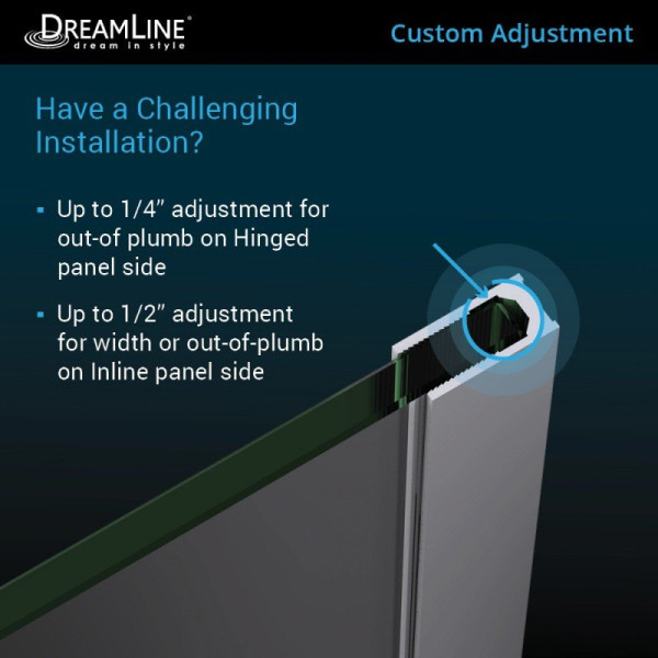 DreamLine D12330572 Unidoor-X 59 1/2 - 60 in. W x 72 in. H Hinged Shower Door