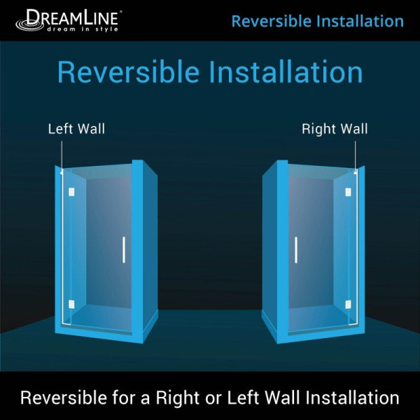 DreamLine D12872 Unidoor-X 34 in. W x 72 in. H Hinged Shower Door
