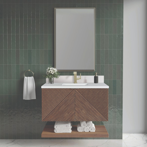 James Martin D200-V36-CSN-1WZ 36" Vanity Chestnut w/ White Zeus Top & Backsplash