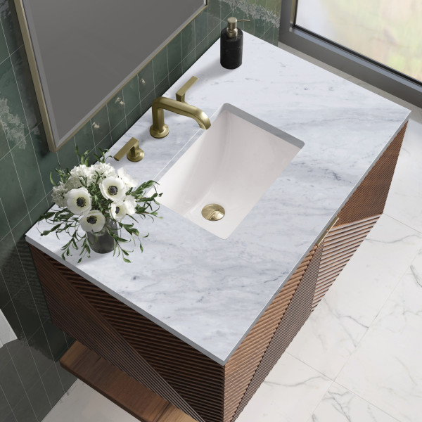 James Martin D200-V36-CSN-3CAR Single Vanity Chestnut w/ Carrara Marble Top