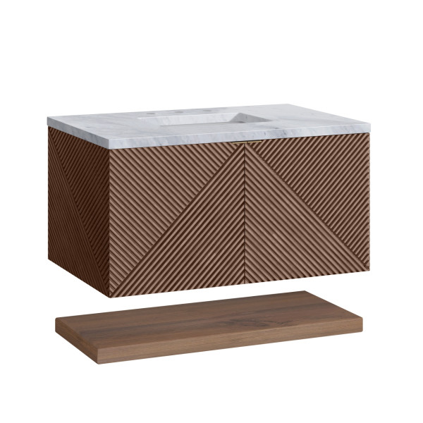 James Martin D200-V36-CSN-3CAR Single Vanity Chestnut w/ Carrara Marble Top