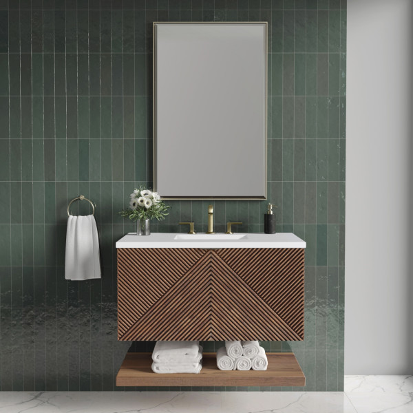 James Martin D200-V36-CSN-3WZ Marcello Single Vanity Chestnut w/ White Zeus Top