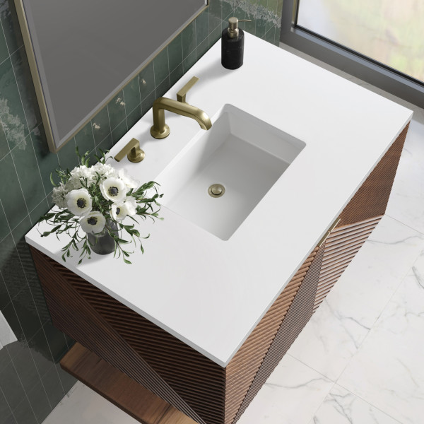 James Martin D200-V36-CSN-3WZ Marcello Single Vanity Chestnut w/ White Zeus Top