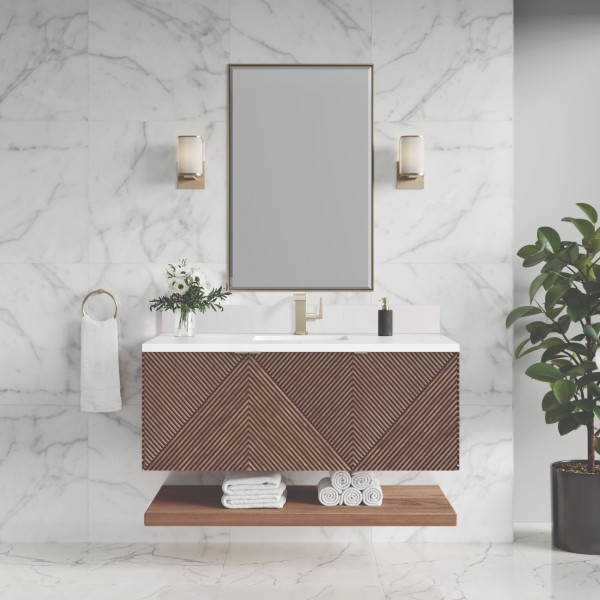 James Martin D200-V48-CSN-1WZ 48" Single Vanity w/ Zeus Quartz Top & Backsplash