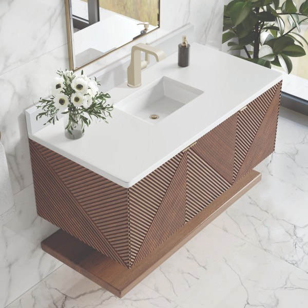 James Martin D200-V48-CSN-1WZ 48" Single Vanity w/ Zeus Quartz Top & Backsplash