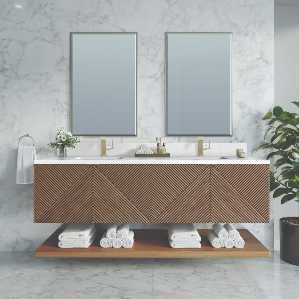 James Martin D200-V72-CSN-1WZ 72" Vanity Chestnut w/ White Zeus Top & Backsplash