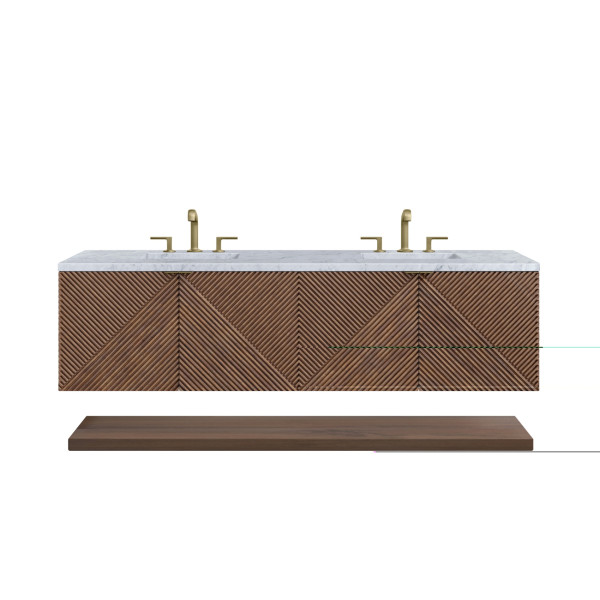 James Martin D200-V72-CSN-3CAR Marcello 72" Double Vanity, Chestnut w/ 3CM Carra