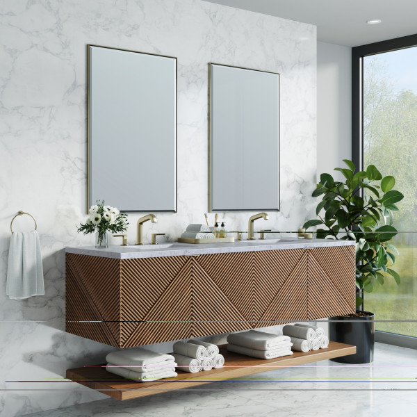 James Martin D200-V72-CSN-3CAR Marcello 72" Double Vanity, Chestnut w/ 3CM Carra