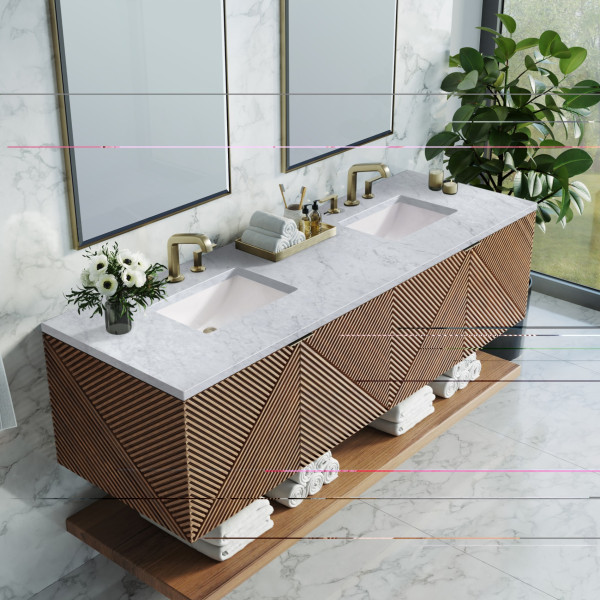 James Martin D200-V72-CSN-3CAR Marcello 72" Double Vanity, Chestnut w/ 3CM Carra