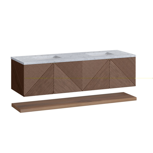 James Martin D200-V72-CSN-3CAR Marcello 72" Double Vanity, Chestnut w/ 3CM Carra