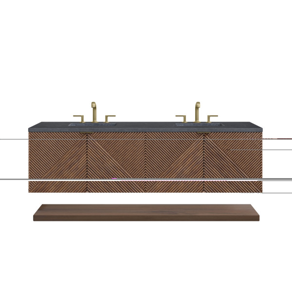 James Martin D200-V72-CSN-3CSP Marcello 72" Double Vanity, Chestnut w/ 3CM Charc