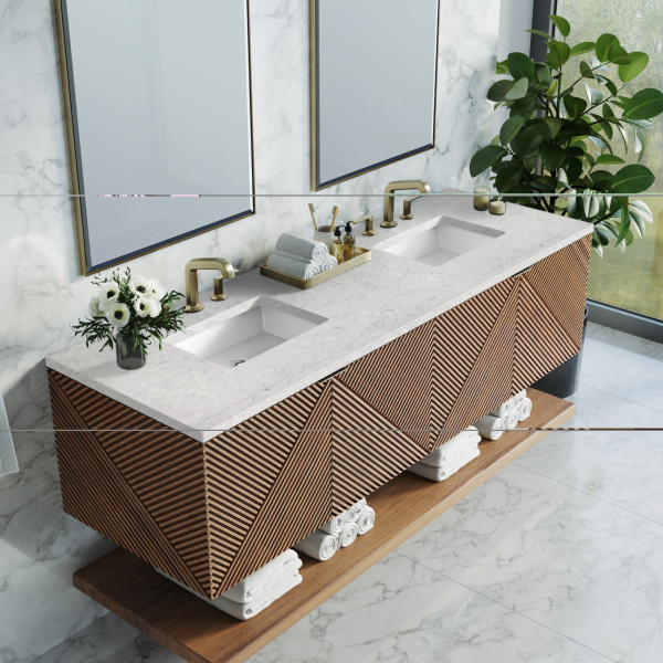 James Martin D200-V72-CSN-3EJP Marcello 72" Double Vanity, Chestnut w/ 3CM Etern