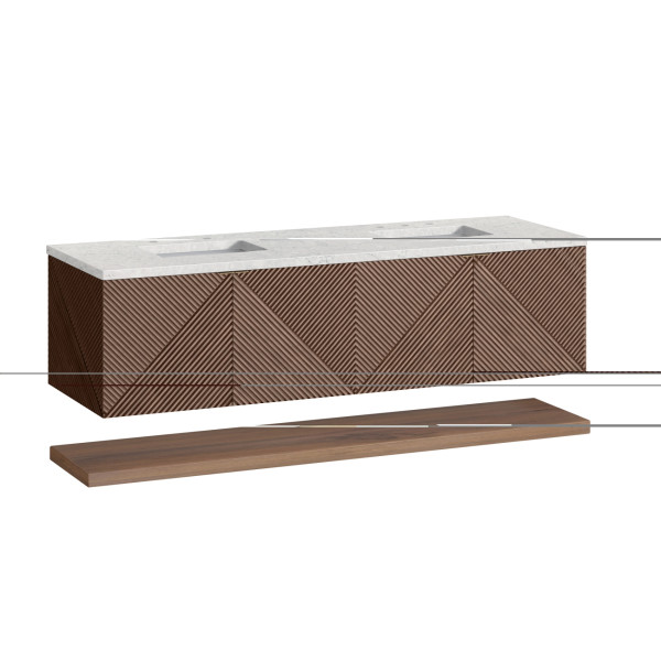 James Martin D200-V72-CSN-3EJP Marcello 72" Double Vanity, Chestnut w/ 3CM Etern