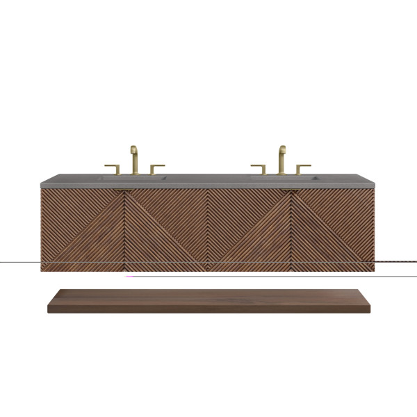 James Martin D200-V72-CSN-3GEX Marcello 72" Double Vanity, Chestnut w/ 3CM Grey 