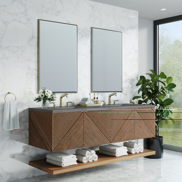 James Martin D200-V72-CSN-3GEX Marcello 72" Double Vanity, Chestnut w/ 3CM Grey 