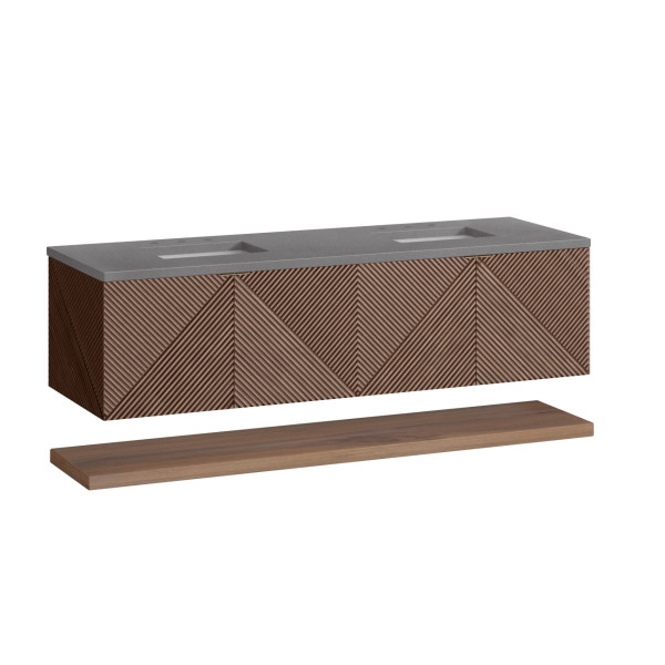 James Martin D200-V72-CSN-3GEX Marcello 72" Double Vanity, Chestnut w/ 3CM Grey 
