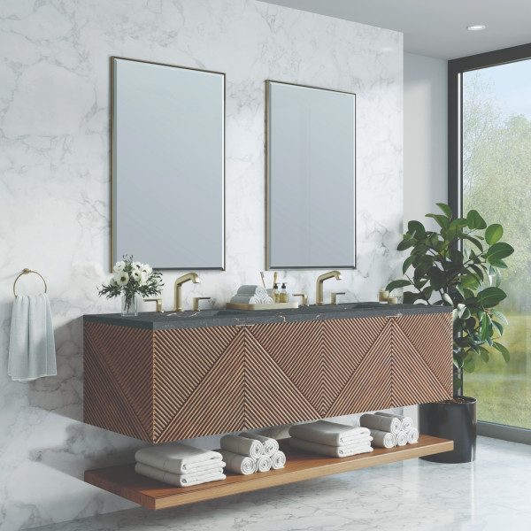 James Martin D200-V72-CSN-3PBL 72" Vanity Chestnut w/ 3 CM Parisien Bleu Top