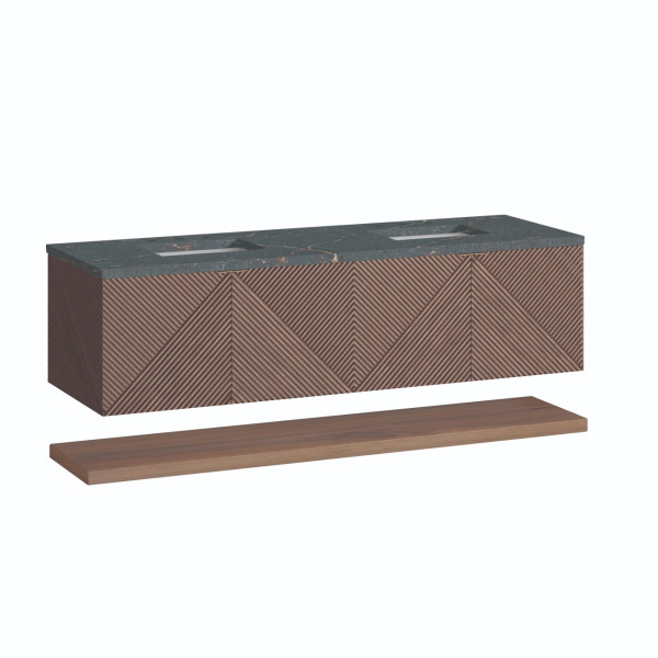 James Martin D200-V72-CSN-3PBL 72" Vanity Chestnut w/ 3 CM Parisien Bleu Top