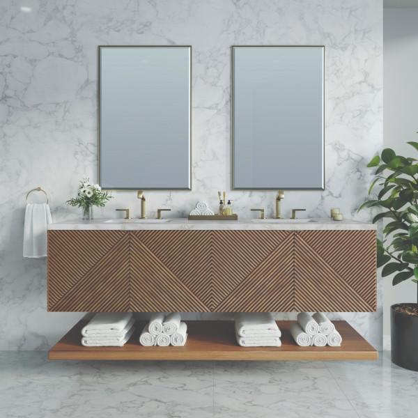James Martin D200-V72-CSN-3VSL 72" Vanity Chestnut w/ 3 CM Victorian Silver Top