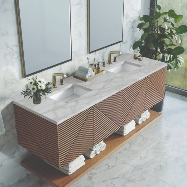 James Martin D200-V72-CSN-3VSL 72" Vanity Chestnut w/ 3 CM Victorian Silver Top