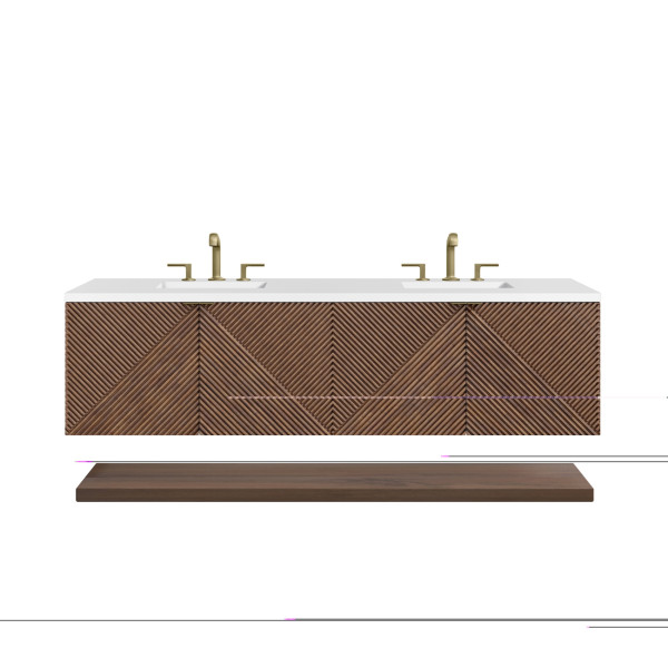 James Martin D200-V72-CSN-3WZ Marcello 72" Double Vanity, Chestnut w/ 3CM White 