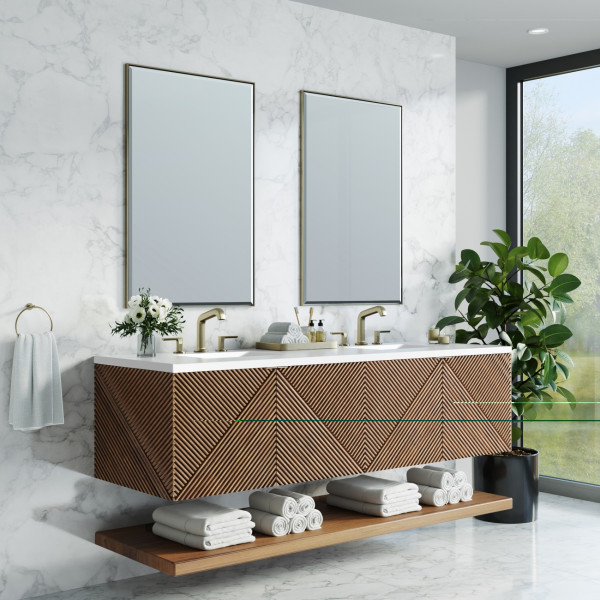 James Martin D200-V72-CSN-3WZ Marcello 72" Double Vanity, Chestnut w/ 3CM White 