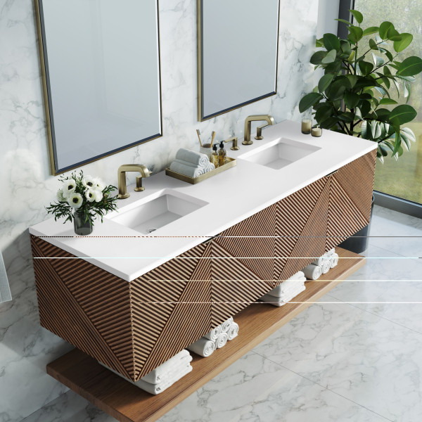 James Martin D200-V72-CSN-3WZ Marcello 72" Double Vanity, Chestnut w/ 3CM White 
