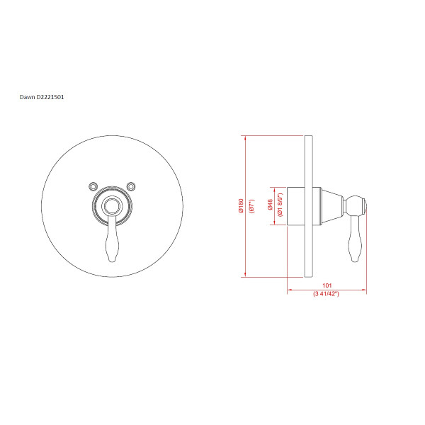 Dawn D2221501 Lever Handle Pressure Balancing Shower Valve Trim