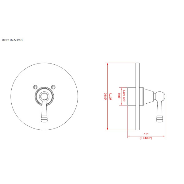Dawn D2221901 Lever Handle Pressure Balancing Shower Valve Trim
