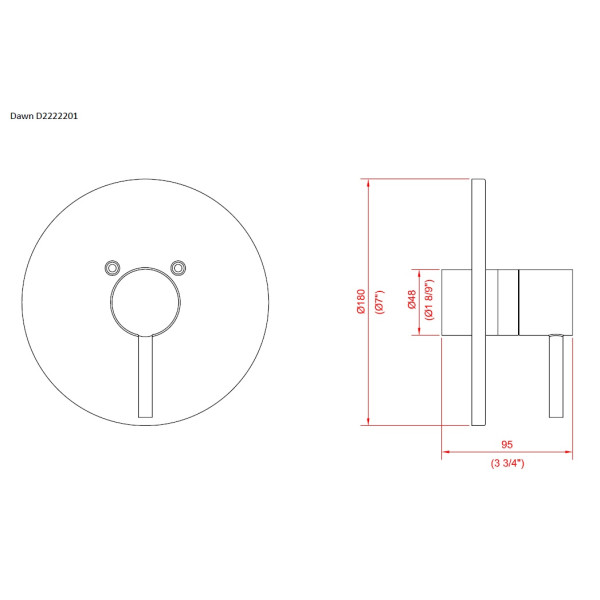 Dawn D2222201 Lever Handle Pressure Balancing Shower Valve Trim