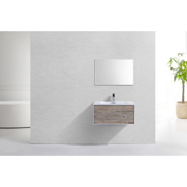 KubeBath D30NW Divario 30" Nature Wood Wall Mount Modern Bathroom Vanity