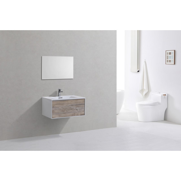 KubeBath D30NW Divario 30" Nature Wood Wall Mount Modern Bathroom Vanity