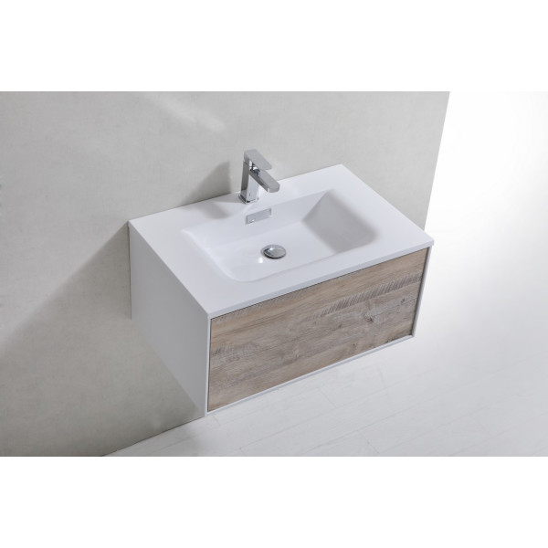 KubeBath D30NW Divario 30" Nature Wood Wall Mount Modern Bathroom Vanity
