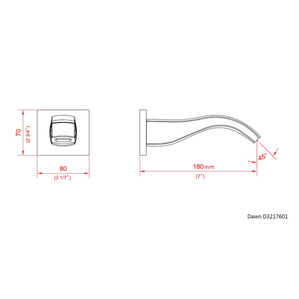 Dawn D321760 Wall Mount Tub Spout