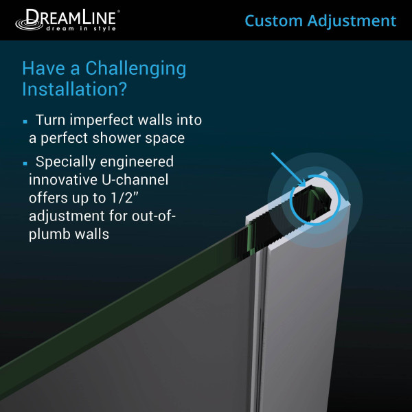 DreamLine D3234721M11-08 Polished Stainless Steel One Panel Shower Screen