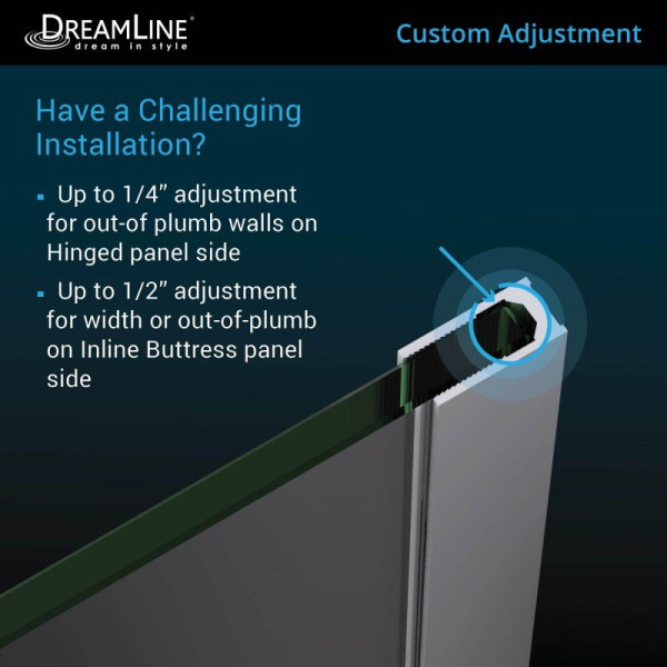 DreamLine D3242436L Chrome Unidoor-X Hinged Shower Door With Left-wall Bracket