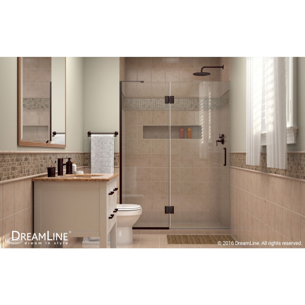 DreamLine D32572L Unidoor-X 49 in. W Hinged Shower Door Left-wall Bracket
