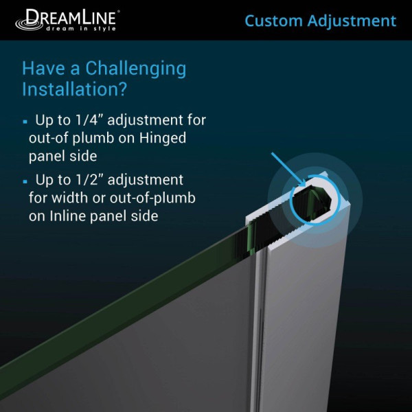 DreamLine D3260672L Unidoor-X 56 - 56 1/2 in. W Shower Door Left-wall Bracket