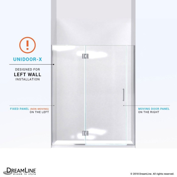 DreamLine D3260672L Unidoor-X 56 - 56 1/2 in. W Shower Door Left-wall Bracket