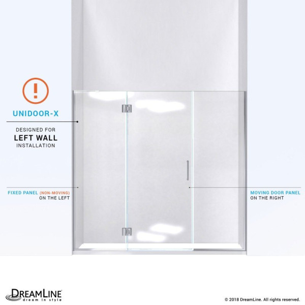 DreamLine D3261472L Unidoor-X 64 - 64 1/2 in. W Shower Door Left-wall Bracket