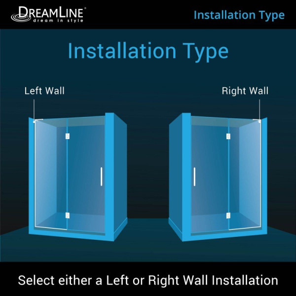 DreamLine D32972L Unidoor-X 53 in. W Hinged Shower Door With Left-wall Bracket