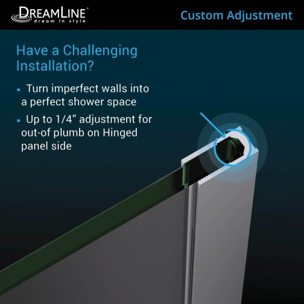 DreamLine D32972R Unidoor-X 53 in. W Hinged Shower Door With Right-wall Bracket