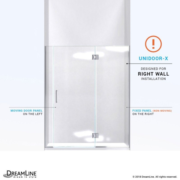 DreamLine D33006572R Unidoor-X Hinged Shower Door With Right-wall Bracket