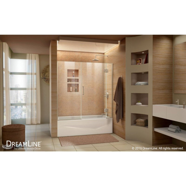 DreamLine D58580 58-58 1/2 in. W x 58 in. H Frameless Hinged Tub Door
