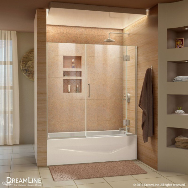 DreamLine D58580 58-58 1/2 in. W x 58 in. H Frameless Hinged Tub Door