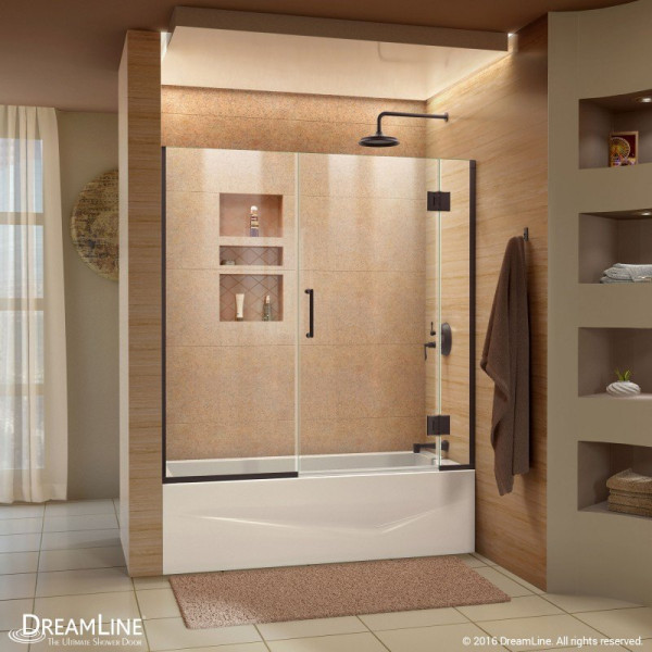 DreamLine D58580 58-58 1/2 in. W x 58 in. H Frameless Hinged Tub Door