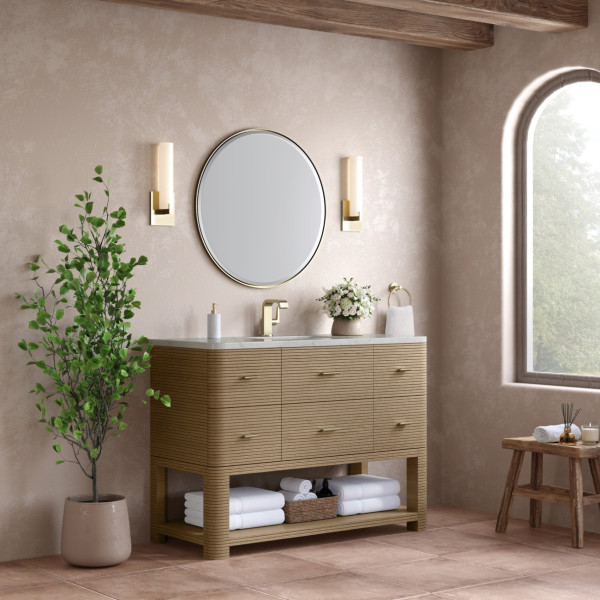 James Martin D704-V48-PBO-3VSL 48" Single Vanity Oak w/ Victorian Quartz Top