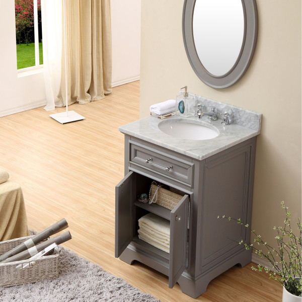 Water Creation Derby24GB 24" Cashmere Grey Single Sink Vanity with Mirror