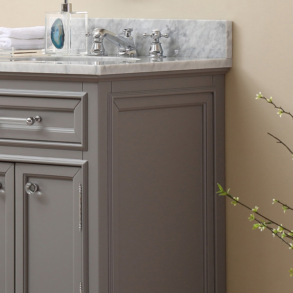 Water Creation Derby24GBF 24" Grey Single Sink Vanity with Mirror & Faucet