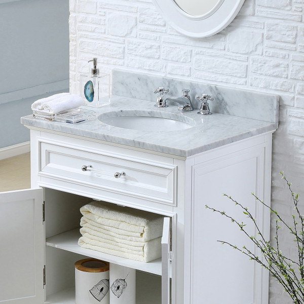 Water Creation Derby 24W 24" Solid White Single Sink Bathroom Vanity